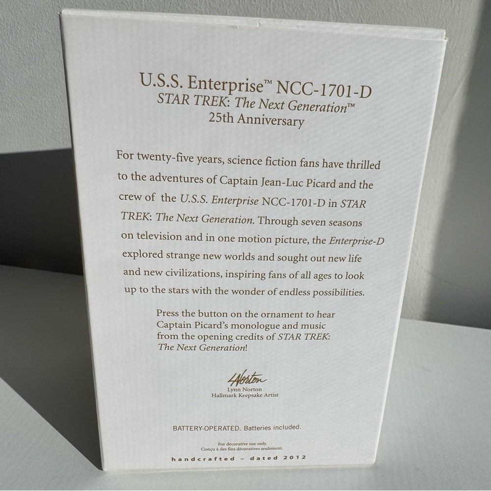 Hallmark Keepsake Ornament 2012 Star Trek The Next Generation 25th Anniversary - Picture 4 of 11